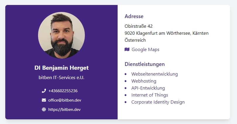 Businesscard digital Beispiel